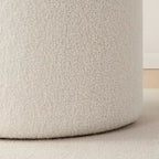 Grande Pouf Contenitore Rotondo da 56 cm con Vassoio – Rivestito in Tessuto Beige