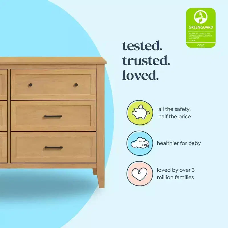 Cassettiera a 6 cassetti per neonati e bambini – Certificata GREENGUARD Gold, legno di pino massiccio, kit antiribaltamento