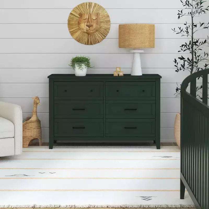 Cassettiera a 6 cassetti per neonati e bambini – Certificata GREENGUARD Gold, legno di pino massiccio, kit antiribaltamento