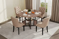 59 Inch Round Dining Table for 46,Circle Kitchen Dining Table with 2-Layer Storage Shelf & Cross Base,Large Round Table with Wood & Iron Frame