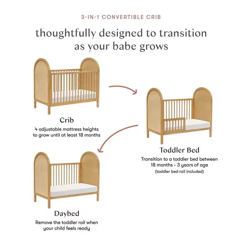 Culla convertibile 3-in-1 Boho Cane con kit di conversione per letto da bambino – GREENGUARD Gold