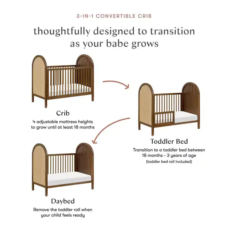 Culla convertibile 3-in-1 Boho Cane con kit di conversione per letto da bambino – GREENGUARD Gold
