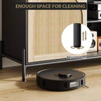 Mobile TV in Rattan da 170 cm con 3 Cassetti, Ante a Battente e Piedini in Metallo – Credenza per Media in Stile Rustico