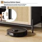 Mobile TV in Rattan da 170 cm con 3 Cassetti, Ante a Battente e Piedini in Metallo – Credenza per Media in Stile Rustico