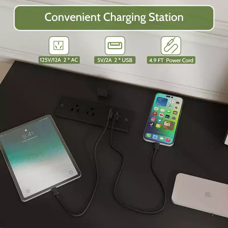 Comò moderno a 6 cassetti con luci LED e stazione di ricarica – Mobile TV doppio
