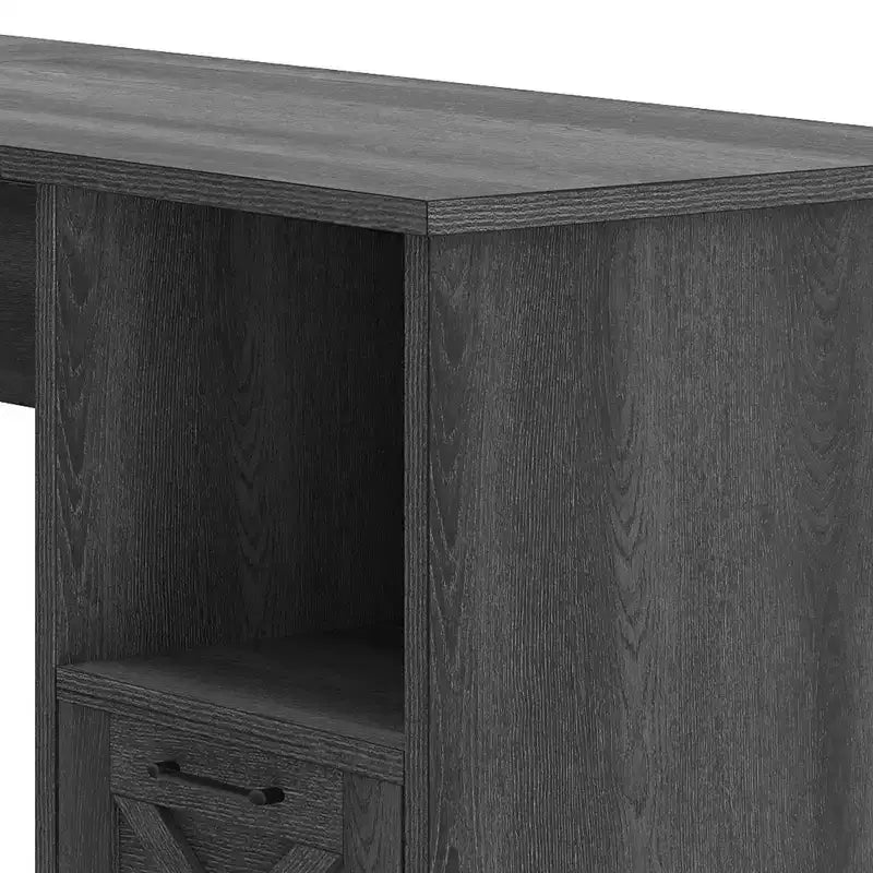Scrivania angolare a L da 60" con cassetto portadocumenti, armadietto e prese di corrente – Ufficio domestico