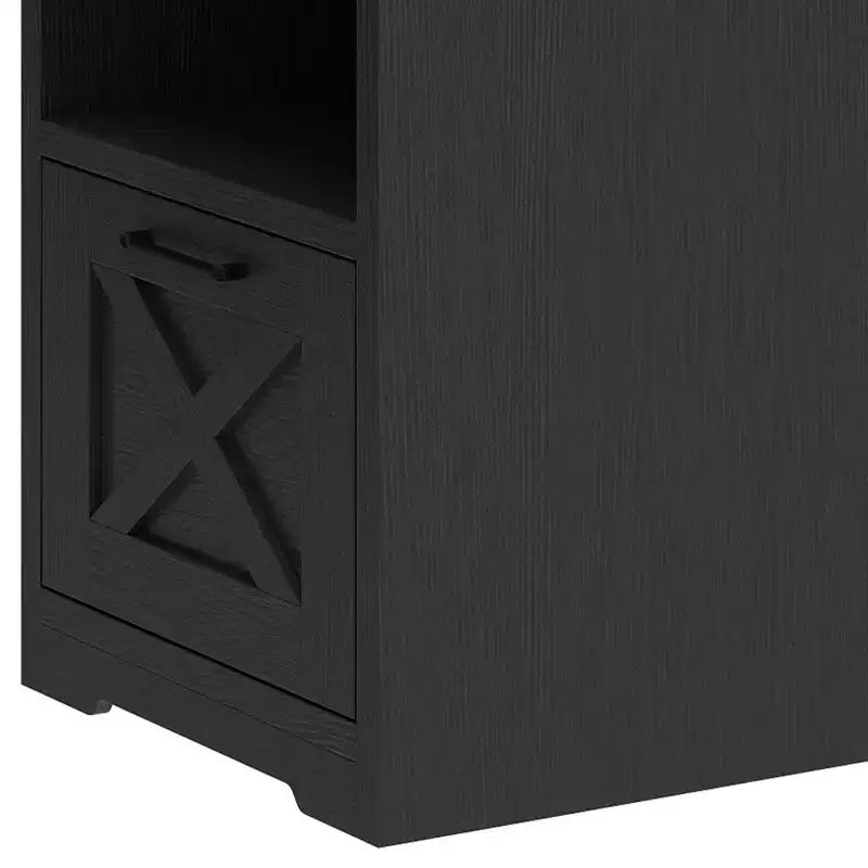 Scrivania angolare a L da 60" con cassetto portadocumenti, armadietto e prese di corrente – Ufficio domestico