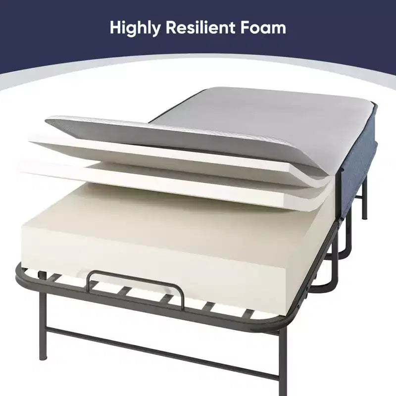 Letto Pieghevole per Ospiti Matrimoniale a Una Piazza con Materasso in Memory Foam da 13 cm e Ruote – Richiudibile e Portatile