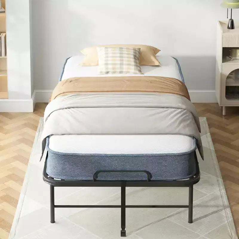 Letto Pieghevole per Ospiti Matrimoniale a Una Piazza con Materasso in Memory Foam da 13 cm e Ruote – Richiudibile e Portatile