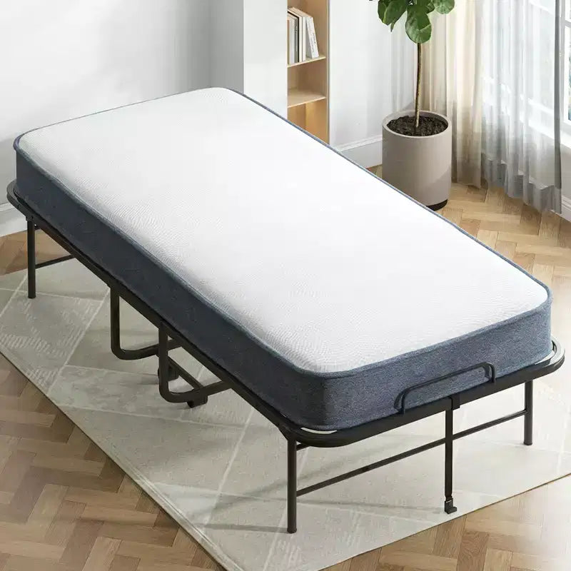 Letto Pieghevole per Ospiti Matrimoniale a Una Piazza con Materasso in Memory Foam da 13 cm e Ruote – Richiudibile e Portatile