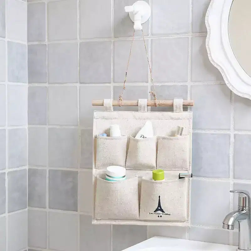 Organizzatore da Parete con Stampa Torre Eiffel e 5 Tasche in Tela – 31,75x24,13 cm