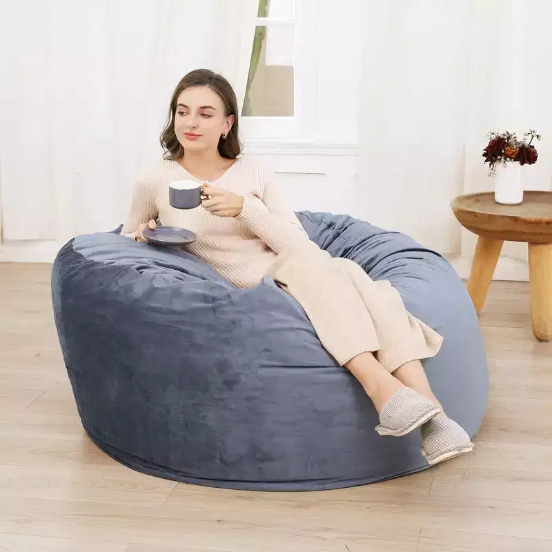 Pouf Gigante da 120 cm per Adulti e Ragazzi – Imbottitura in Gommapiuma Sminuzzata, Tessuto Morbido in Velluto