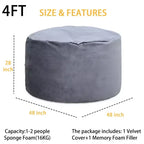 Pouf Gigante da 120 cm per Adulti e Ragazzi – Imbottitura in Gommapiuma Sminuzzata, Tessuto Morbido in Velluto
