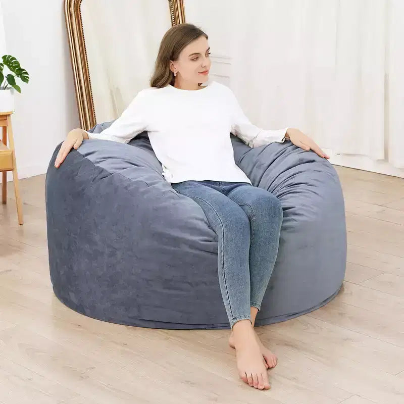 Pouf Gigante da 120 cm per Adulti e Ragazzi – Imbottitura in Gommapiuma Sminuzzata, Tessuto Morbido in Velluto