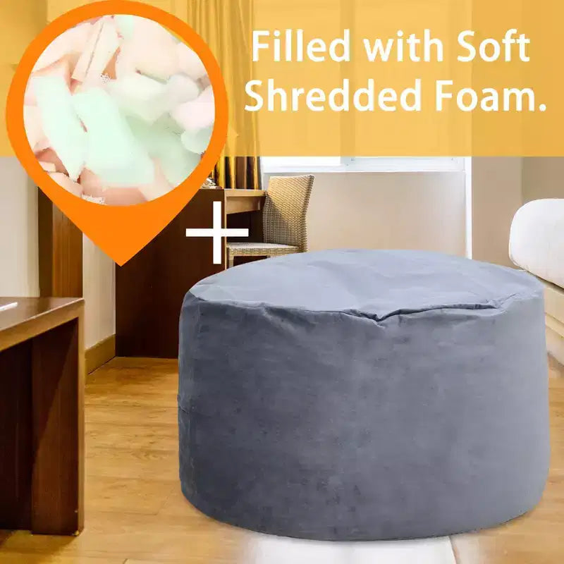 Pouf Gigante da 120 cm per Adulti e Ragazzi – Imbottitura in Gommapiuma Sminuzzata, Tessuto Morbido in Velluto
