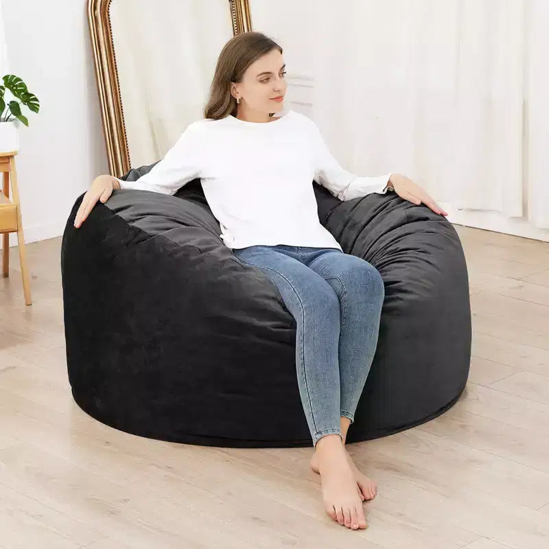 Pouf Gigante da 120 cm per Adulti e Ragazzi – Imbottitura in Gommapiuma Sminuzzata, Tessuto Morbido in Velluto