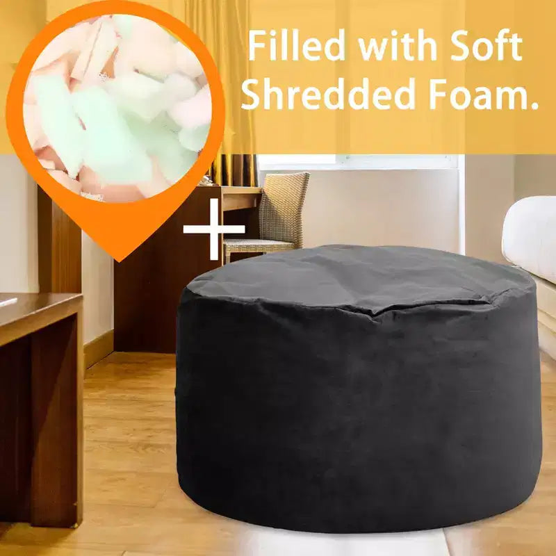 Pouf Gigante da 120 cm per Adulti e Ragazzi – Imbottitura in Gommapiuma Sminuzzata, Tessuto Morbido in Velluto