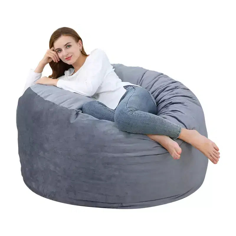 Pouf Gigante da 120 cm per Adulti e Ragazzi – Imbottitura in Gommapiuma Sminuzzata, Tessuto Morbido in Velluto