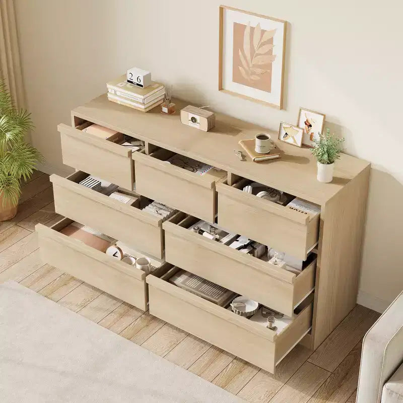 Cassettiera/credenza scandinava a 6 cassetti in legno con piano spazioso – 137 cm di larghezza