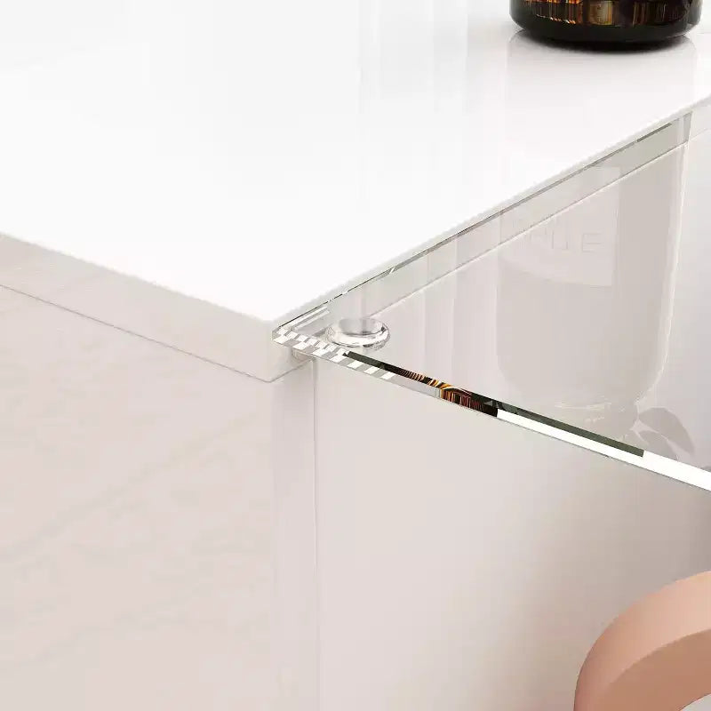 Tavolino da Caffè Bianco Lucido a LED con Cassetto e Scomparti a Giorno