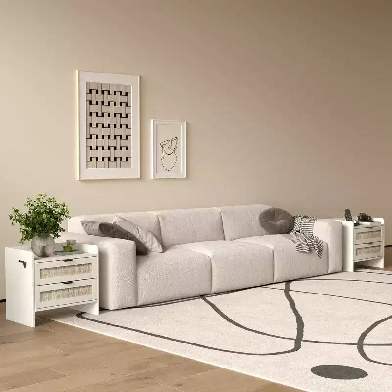 Set di 2 comodini bohémien in stile rattan con stazione di ricarica Type-C e 2 cassetti