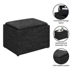 Pouf contenitore Accent con vassoio reversibile – Ecopelle antracite, nessun assemblaggio richiesto