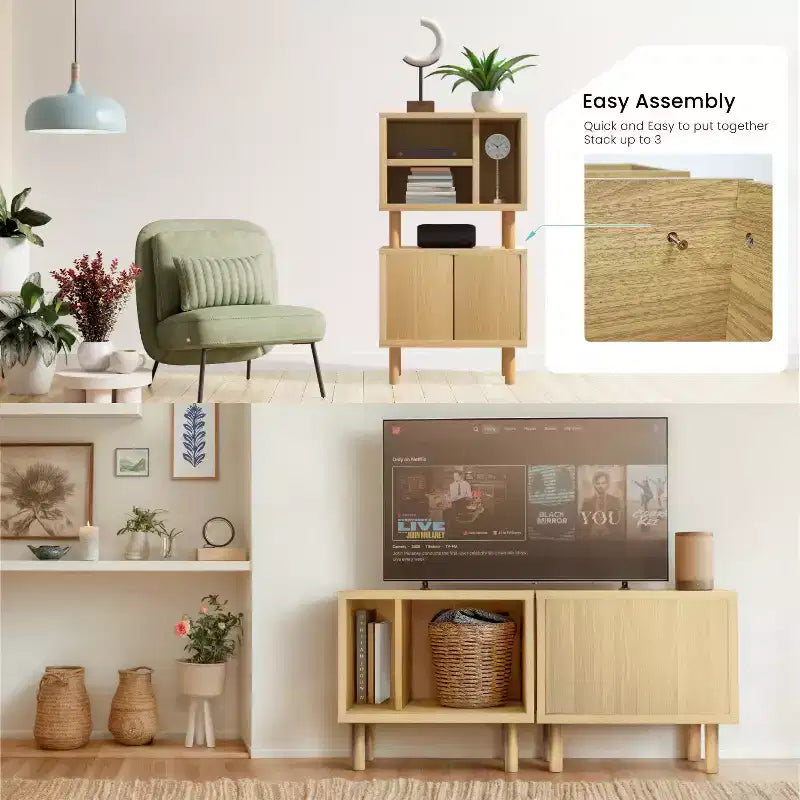 Tavolino Contenitore Modulare a Cubo con Opzioni Personalizzabili per Anta e Ripiani – Modulare
