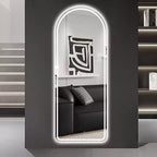 Specchio a figura intera a LED ad arco da 65" con modalità di illuminazione regolabili – Montaggio a parete moderno