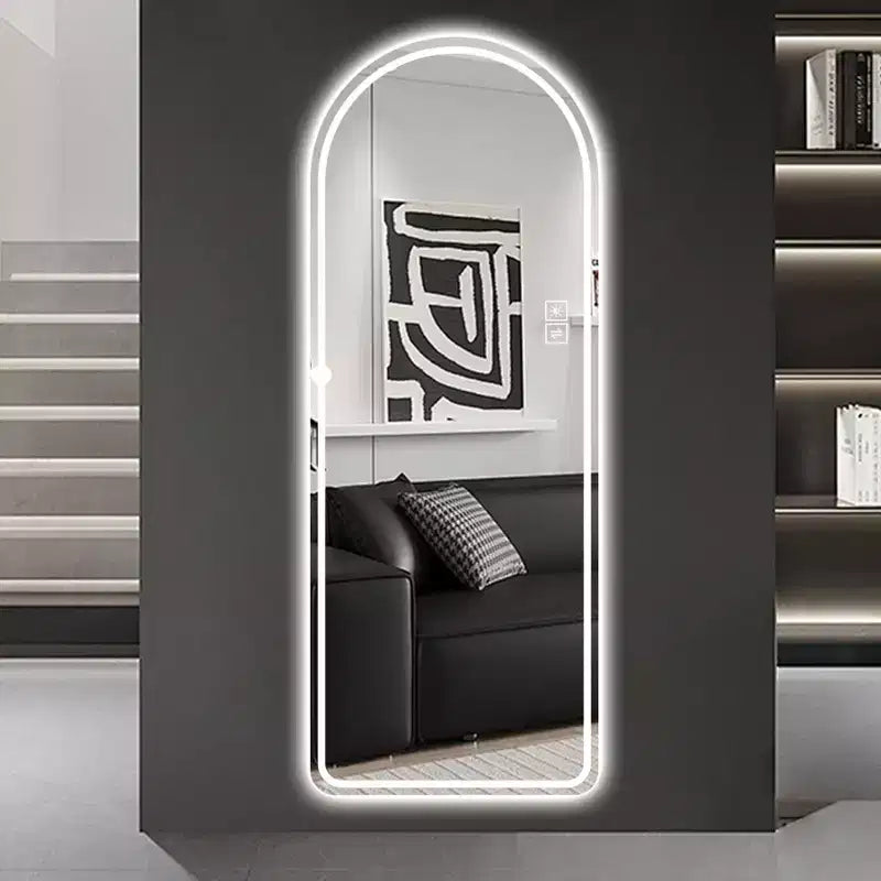 Specchio a figura intera a LED ad arco da 65" con modalità di illuminazione regolabili – Montaggio a parete moderno