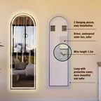 Specchio a figura intera a LED ad arco da 65" con modalità di illuminazione regolabili – Montaggio a parete moderno