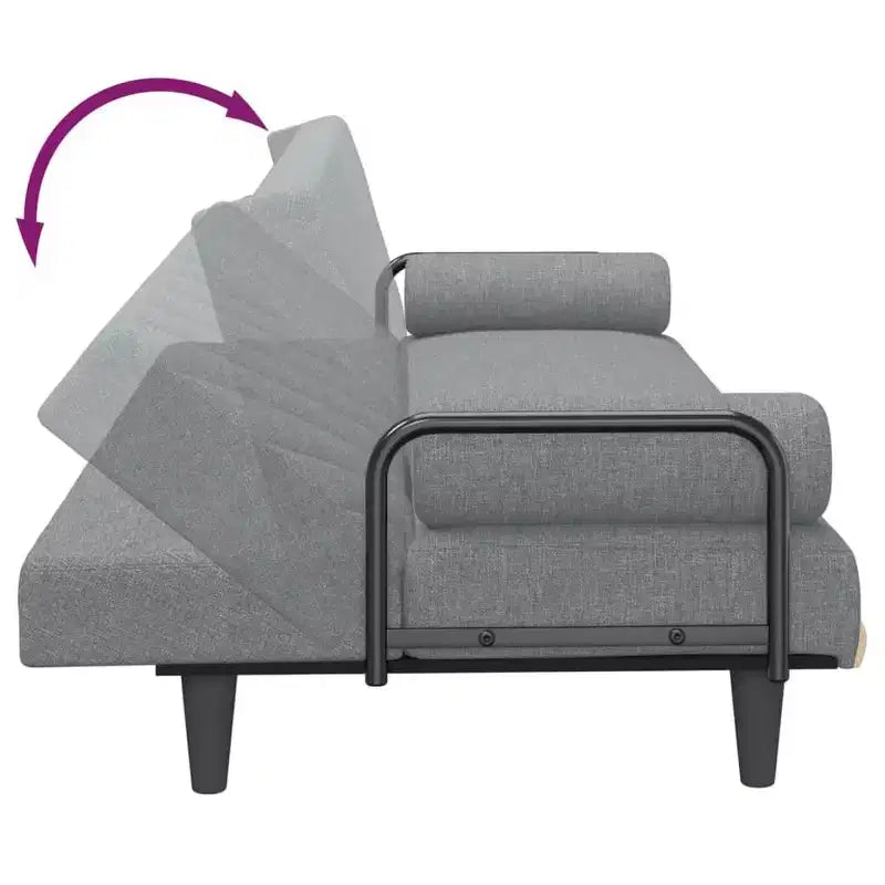 Divanetto letto convertibile con schienale e braccioli regolabili – Rivestimento in tessuto
