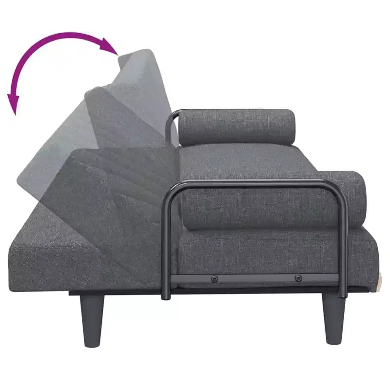 Divanetto letto convertibile con schienale e braccioli regolabili – Rivestimento in tessuto