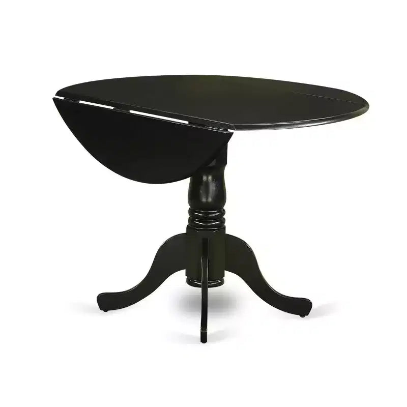 Set da pranzo 3 pezzi in legno massello nero, rotondo e imbottito – 2 posti