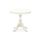 Set da pranzo da 3 pezzi in legno massello, colore bianco, con base a piedistallo, rotondo, 2 posti