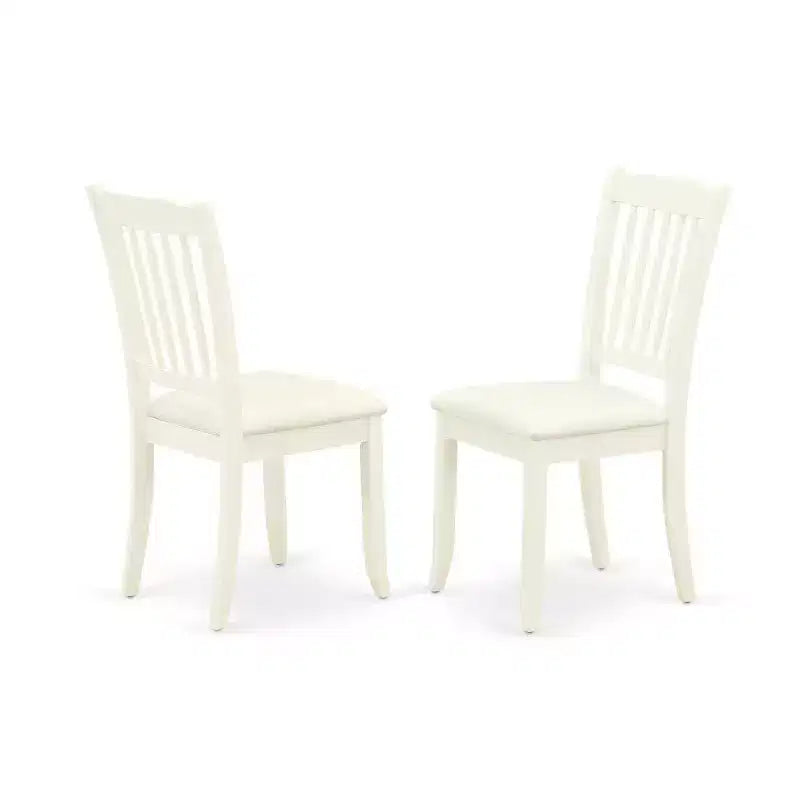 Set da pranzo da 3 pezzi in legno massello, colore bianco, con base a piedistallo, rotondo, 2 posti