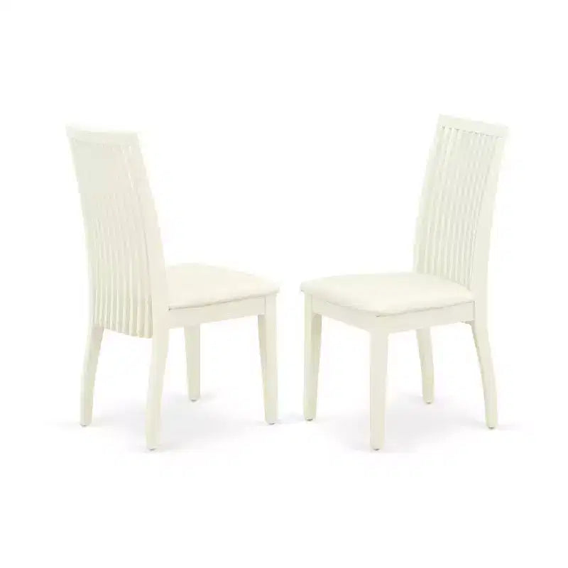 Set da pranzo in legno massello bianco lino 5 pezzi – 4 posti a sedere