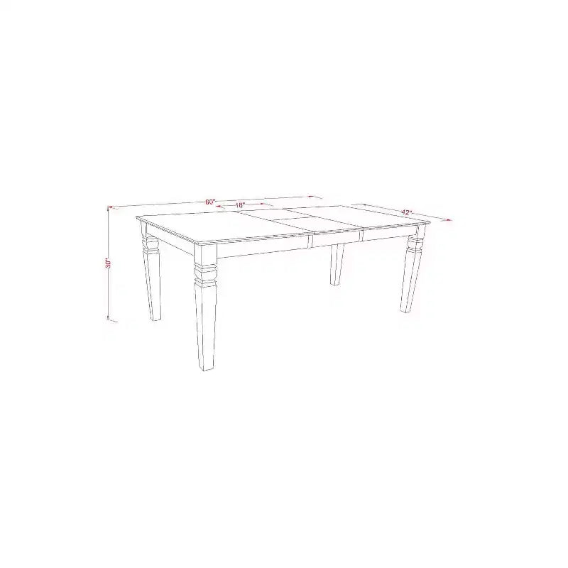 Set da pranzo 5 pezzi bianco lino – tavolo rettangolare 42x60" con prolunga e 4 sedie