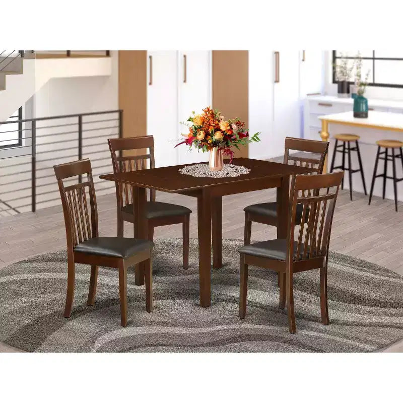 Set da pranzo in legno massello di mogano da 5 pezzi – 4 posti a sedere