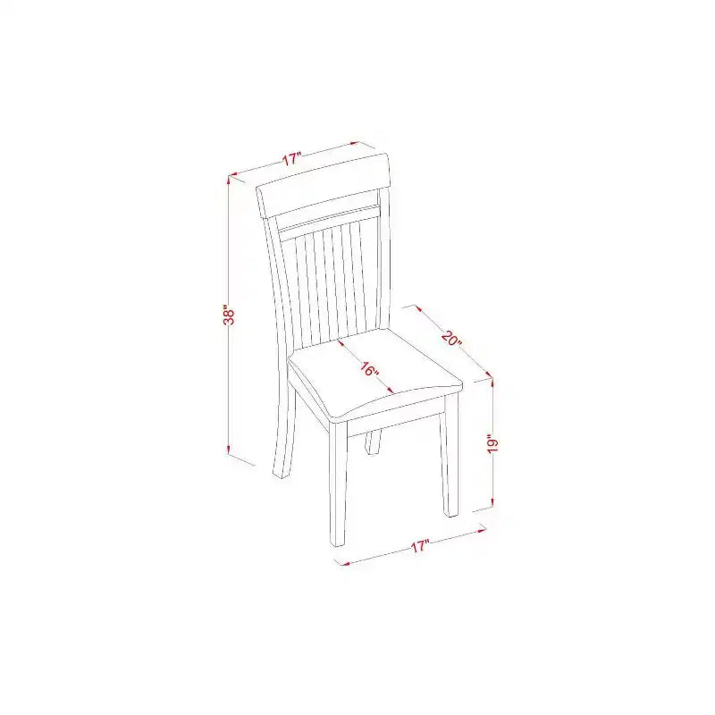 Set da pranzo in legno massello di mogano da 5 pezzi – 4 posti a sedere