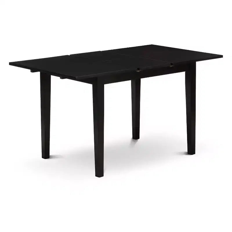 Set da pranzo 3 pezzi rettangolare nero in legno massello con prolunga a farfalla – Allungabile