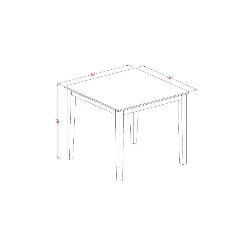 Set da pranzo quadrato in legno massello di mogano a 5 pezzi – 4 posti a sedere