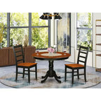Set da 5 pezzi tavolo da pranzo rotondo e sedie Gothic – Dinette con finitura nera
