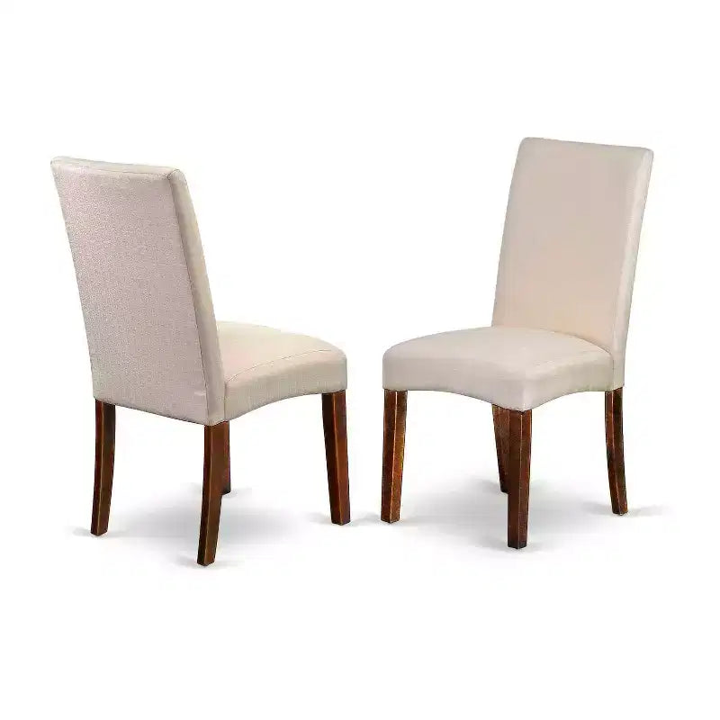 Set da pranzo Boho con tavolo rotondo a ribalta e 4 sedie in lino color crema, 5 pezzi