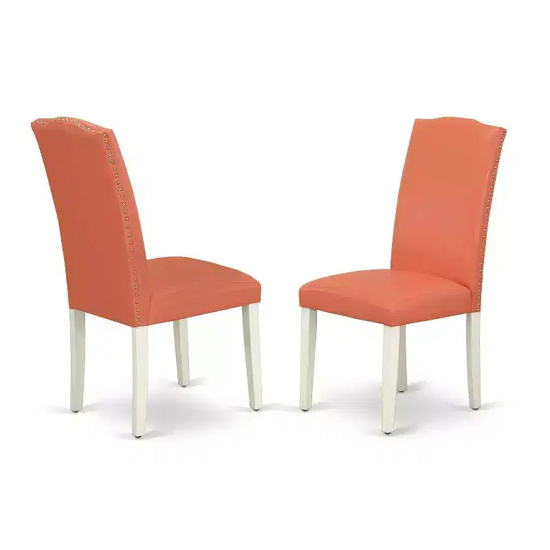 Set Sala da Pranzo Quadrato da 3 Pezzi – Tavolo Rosa Flamingo da 36" e 2 Sedie Parsons in Pelle PU