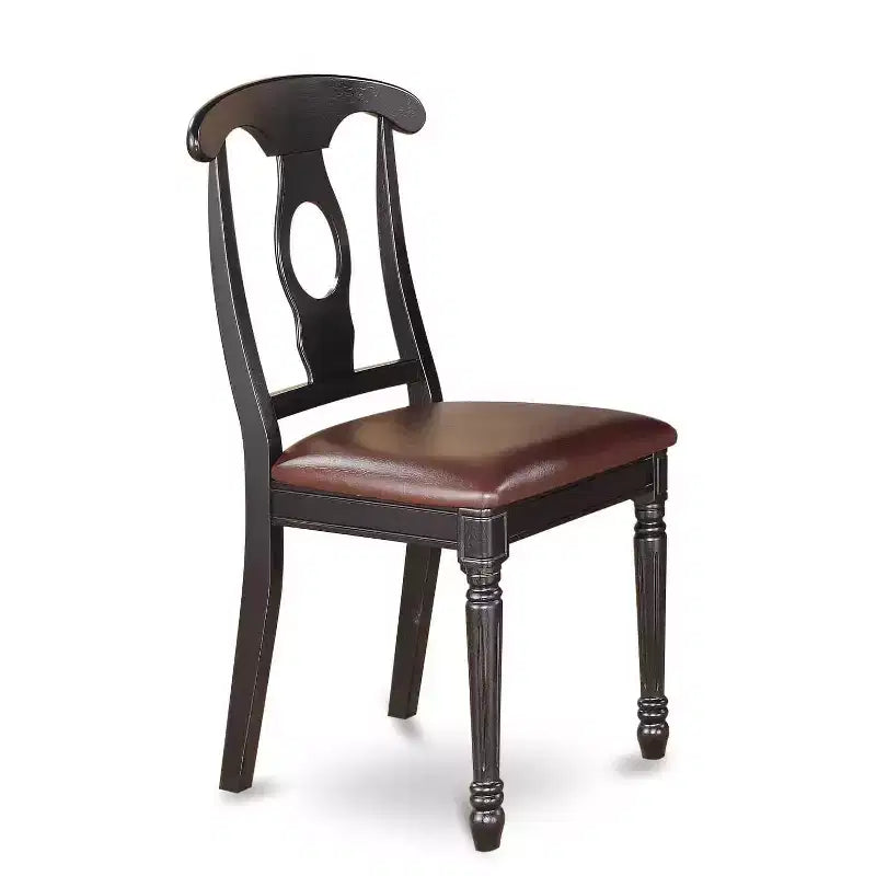 Set da pranzo rettangolare da 7 pezzi con 6 sedie in similpelle – Finitura nera