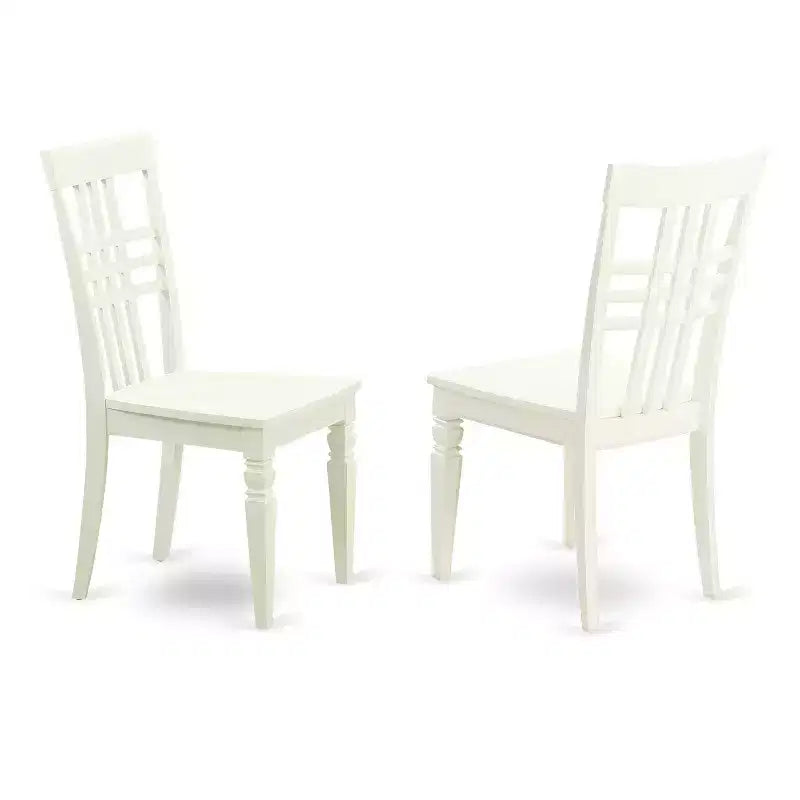 Set da Pranzo di 7 Pezzi in Legno Massello Lino Bianco con 6 Sedie