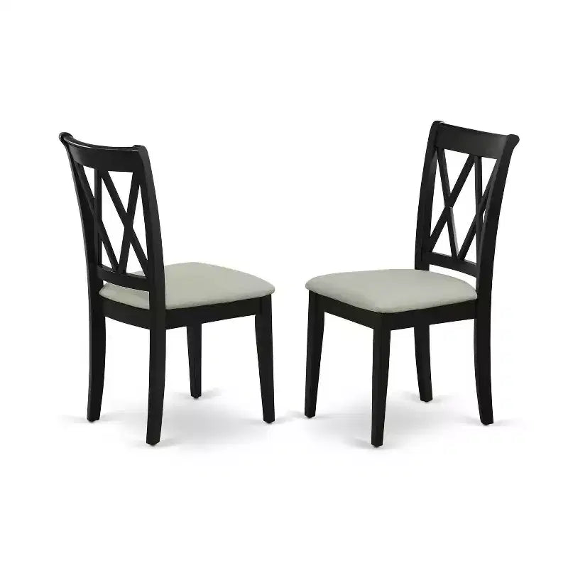 Set da pranzo rotondo a 3 pezzi in legno massello nero, con alette a ribalta – 4 posti a sedere