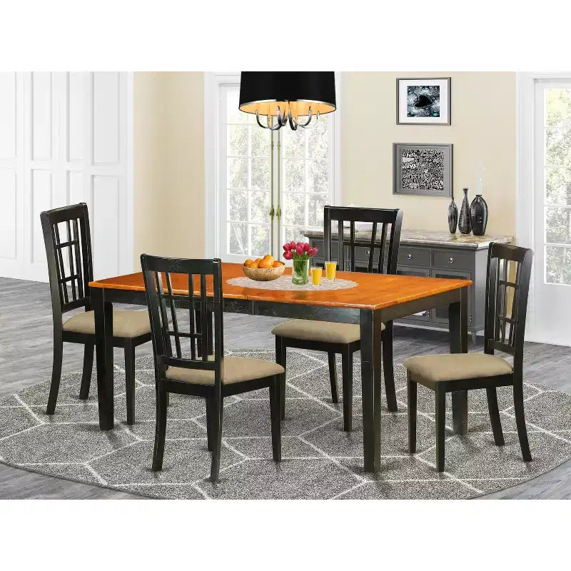 Set Sala da Pranzo 7 Pezzi in Legno Massello con 6 Sedie – Tavolo da Cucina