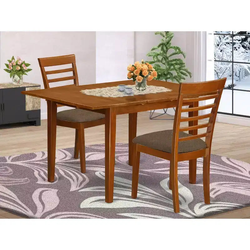 Set di tavolo e sedie da pranzo rustico per 4 persone – Dinette da cucina marrone sella