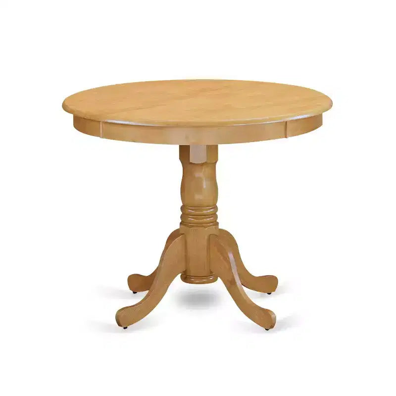 Set da Pranzo Rotondo 5 Pezzi – Finitura Quercia Rustica e Sedie in Lino Cachi Scuro, 4 Posti